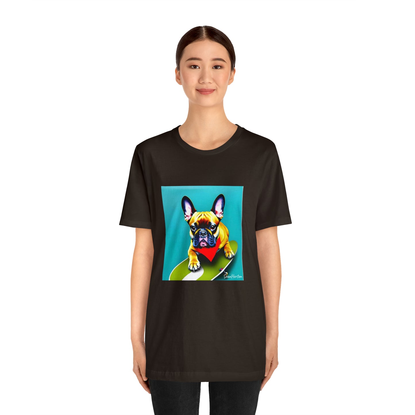 Frenchie on a Skateboard #2 Unisex Jersey Short Sleeve Tee
