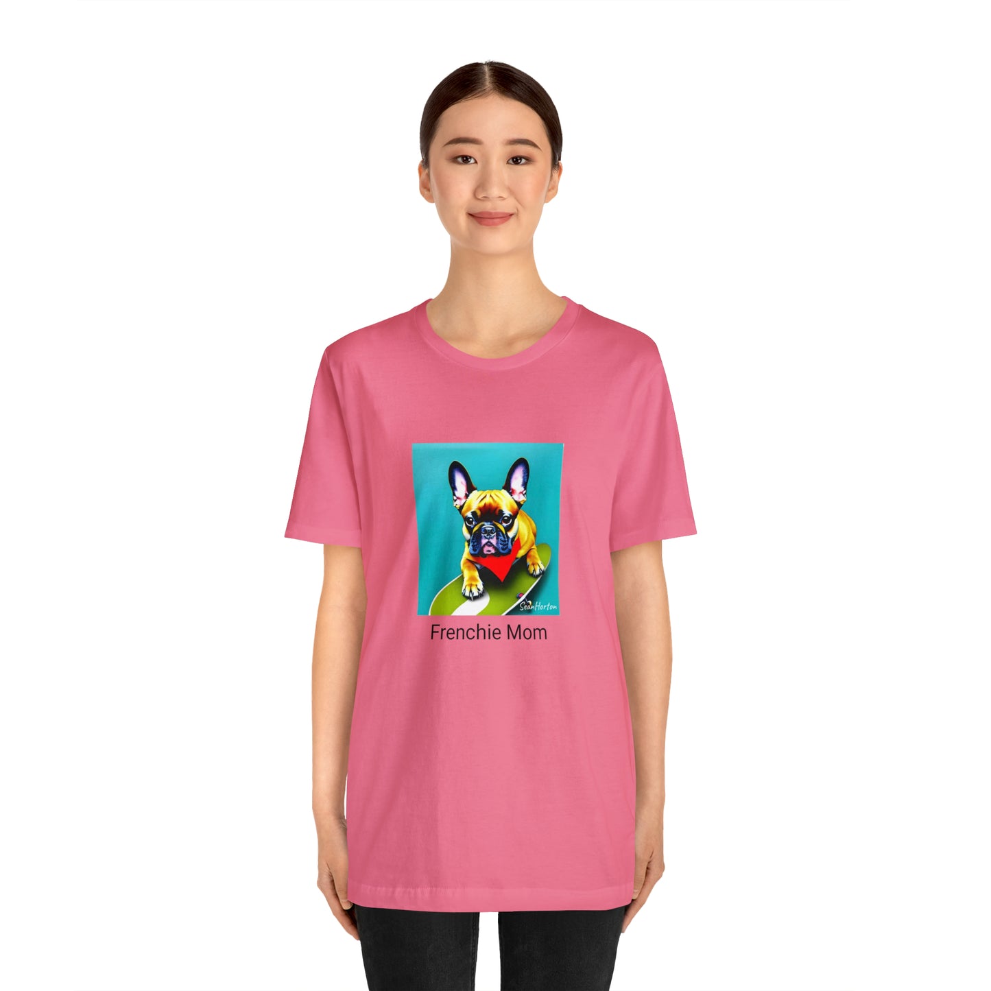 Frenchie on a Skateboard #2/Frenchie Mom Unisex Jersey Short Sleeve Tee