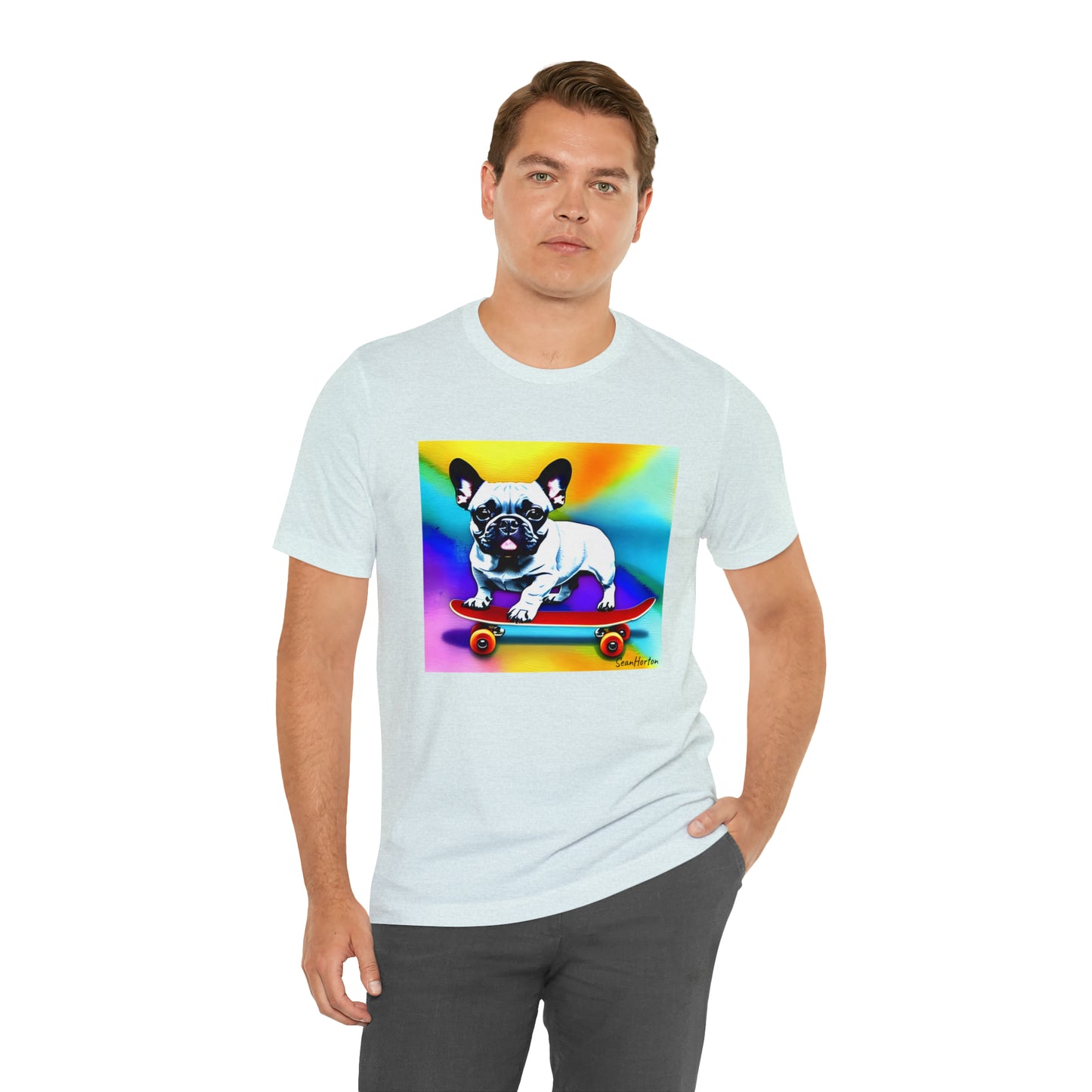 Frenchie on a Skateboard #3 Unisex Jersey Short Sleeve Tee