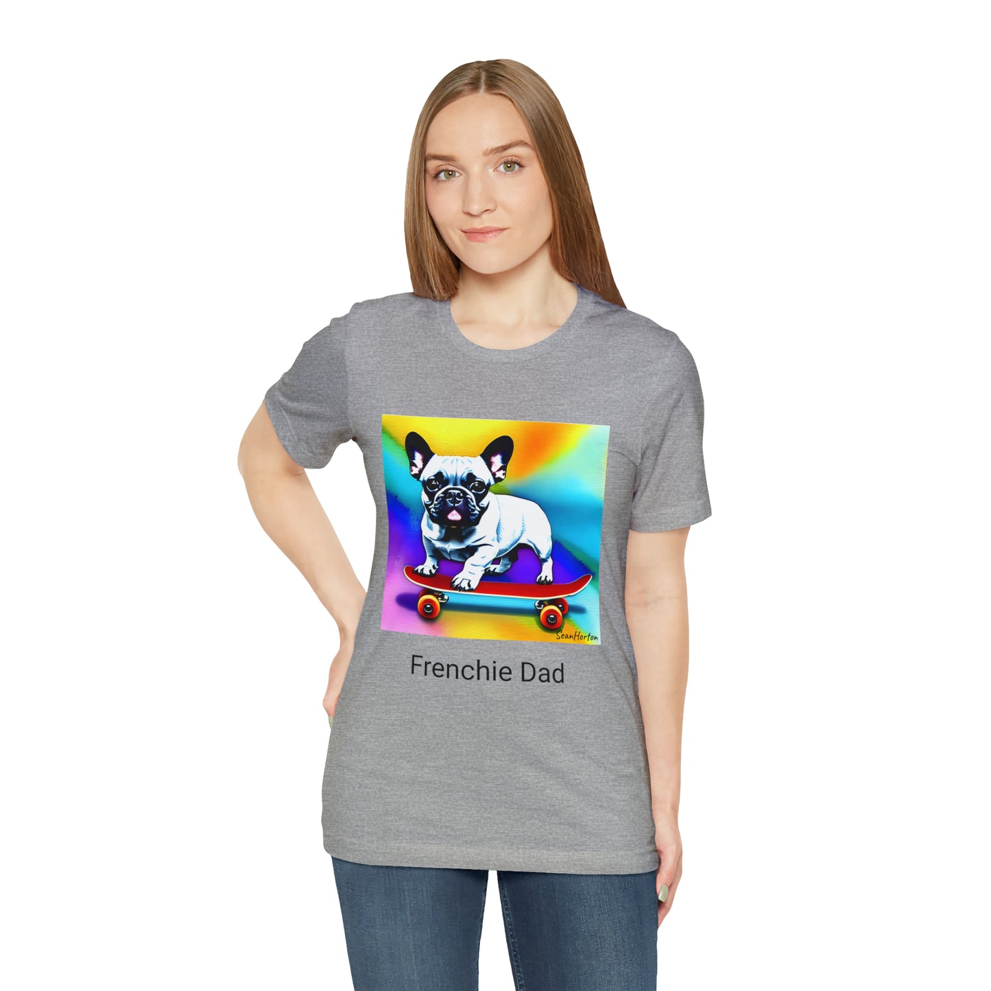 Frenchie on a Skateboard #3 Unisex Jersey Short Sleeve Tee