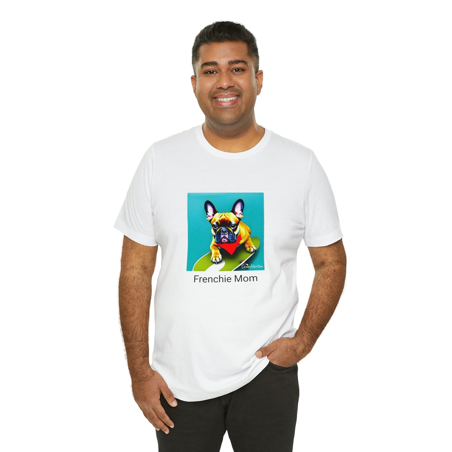 Frenchie on a Skateboard #2/Frenchie Mom Unisex Jersey Short Sleeve Tee