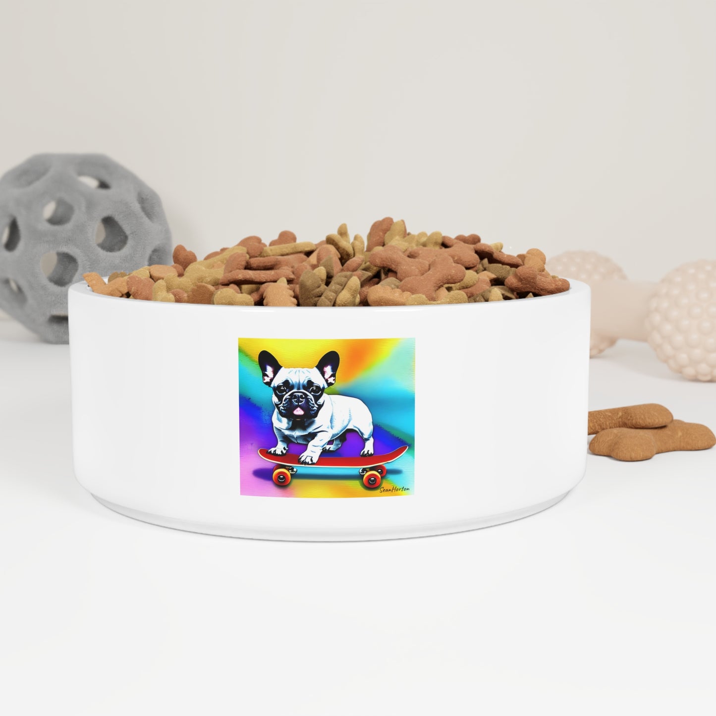 Frenchie on a Skateboard #3 Pet Bowl