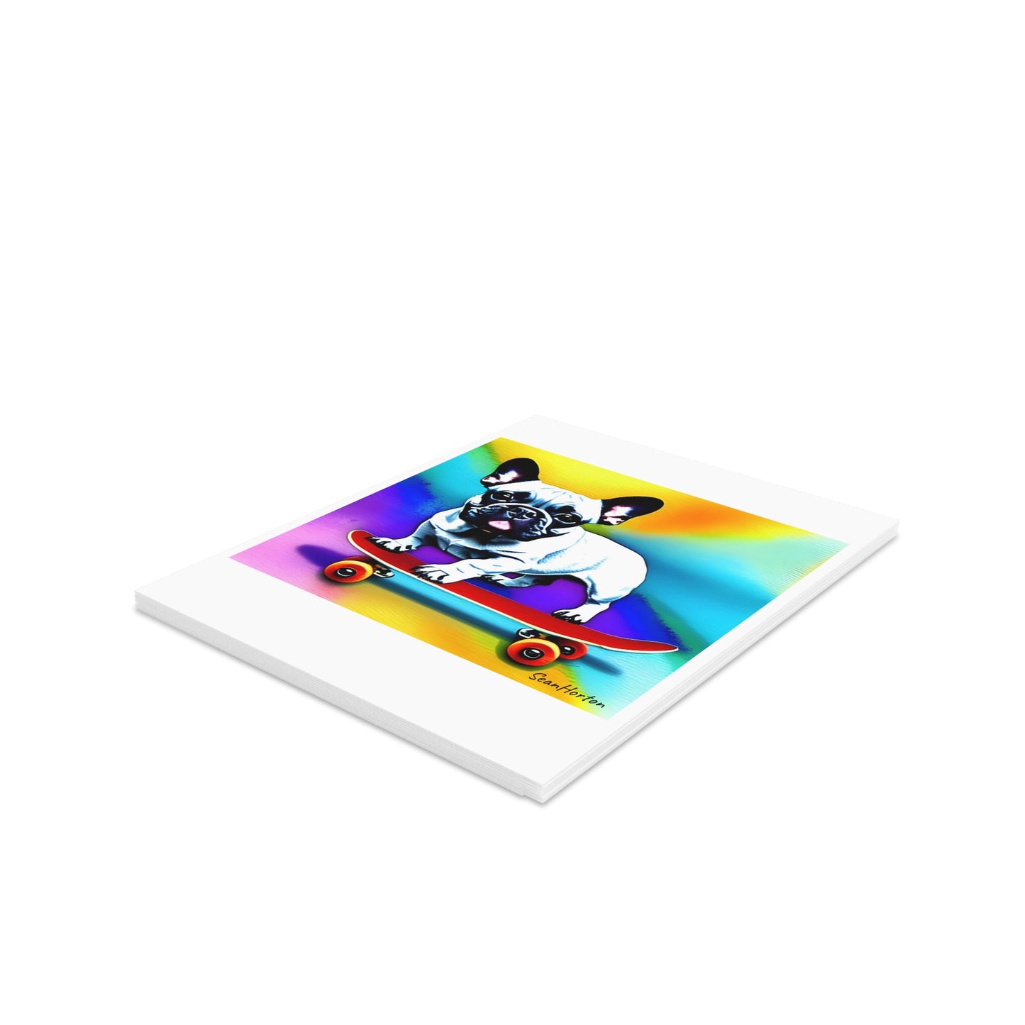 Frenchie on a Skateboard #3 Greeting cards (8, 16, and 24 pcs)