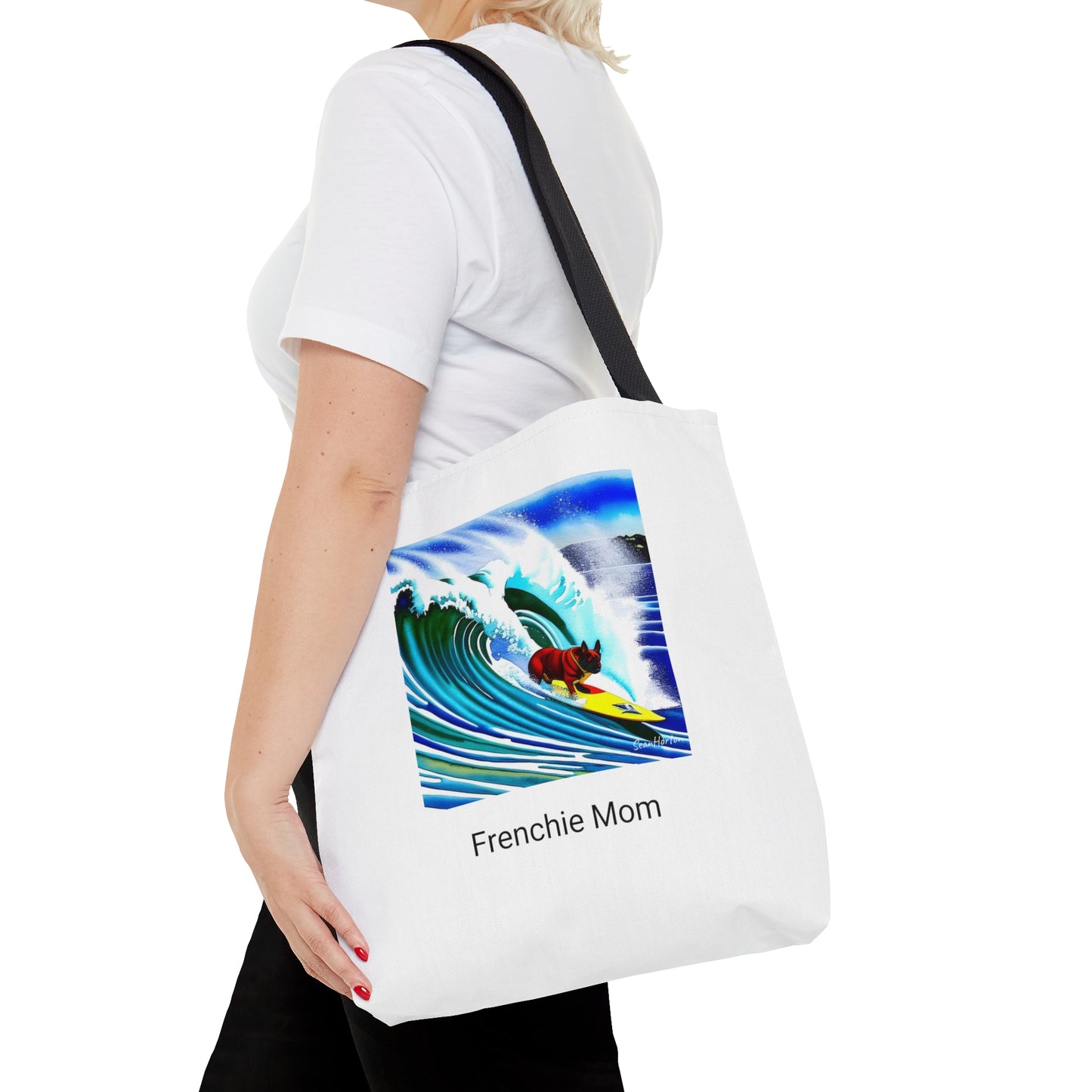 Surfing Frenchie/Frenchie Mom Tote Bag (AOP)