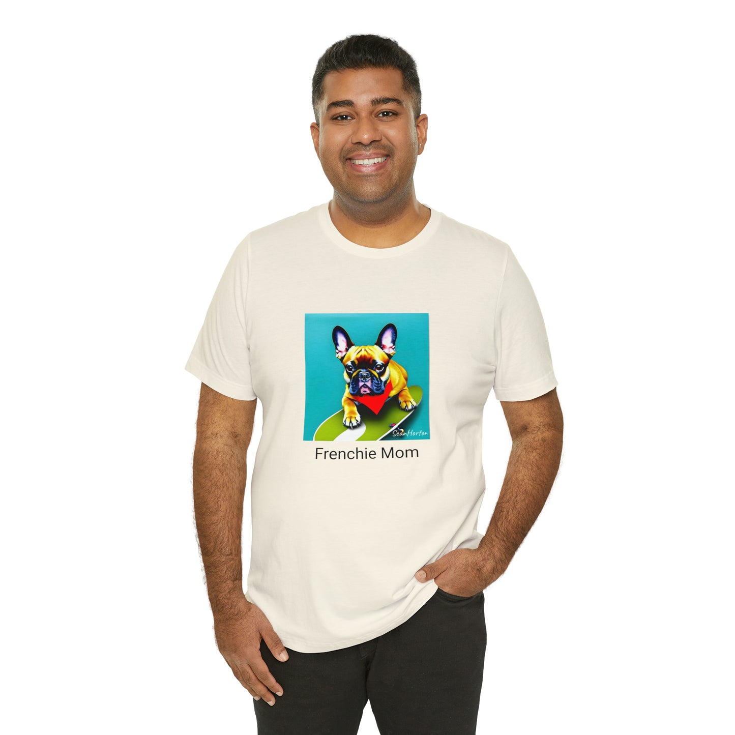 Frenchie on a Skateboard #2/Frenchie Mom Unisex Jersey Short Sleeve Tee