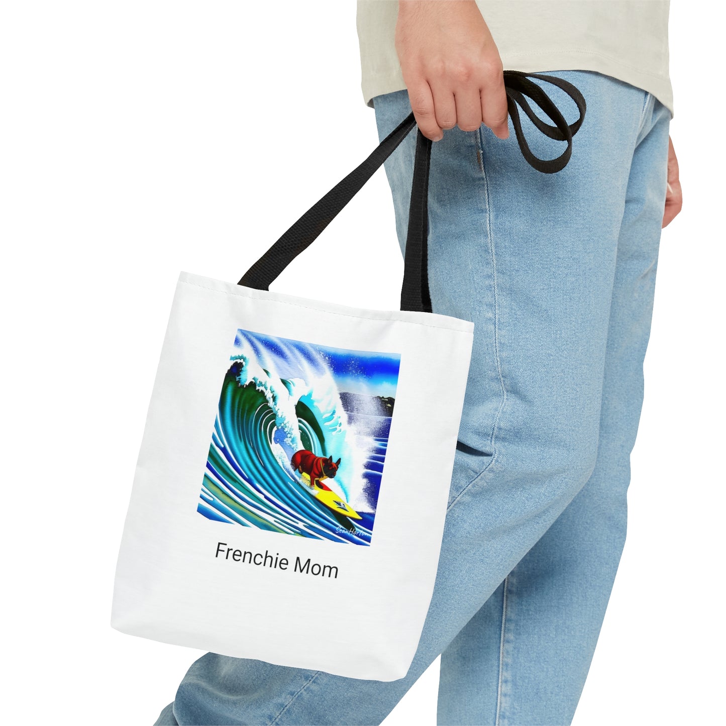 Surfing Frenchie/Frenchie Mom Tote Bag (AOP)