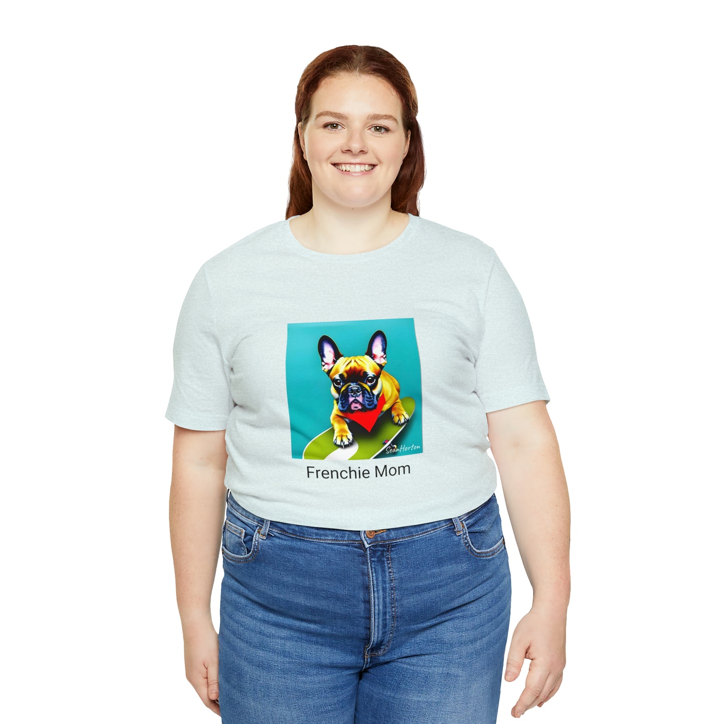Frenchie on a Skateboard #2/Frenchie Mom Unisex Jersey Short Sleeve Tee