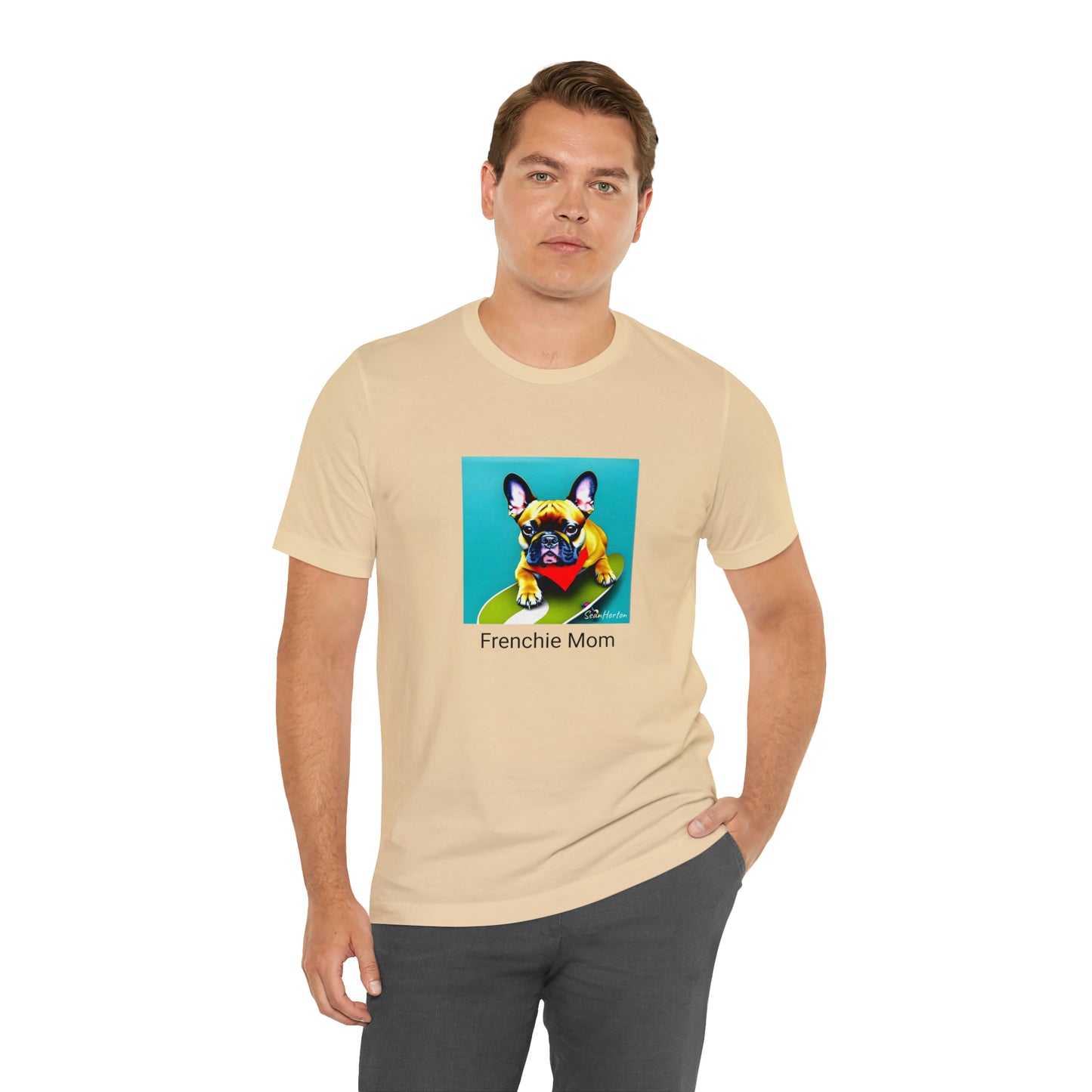 Frenchie on a Skateboard #2/Frenchie Mom Unisex Jersey Short Sleeve Tee