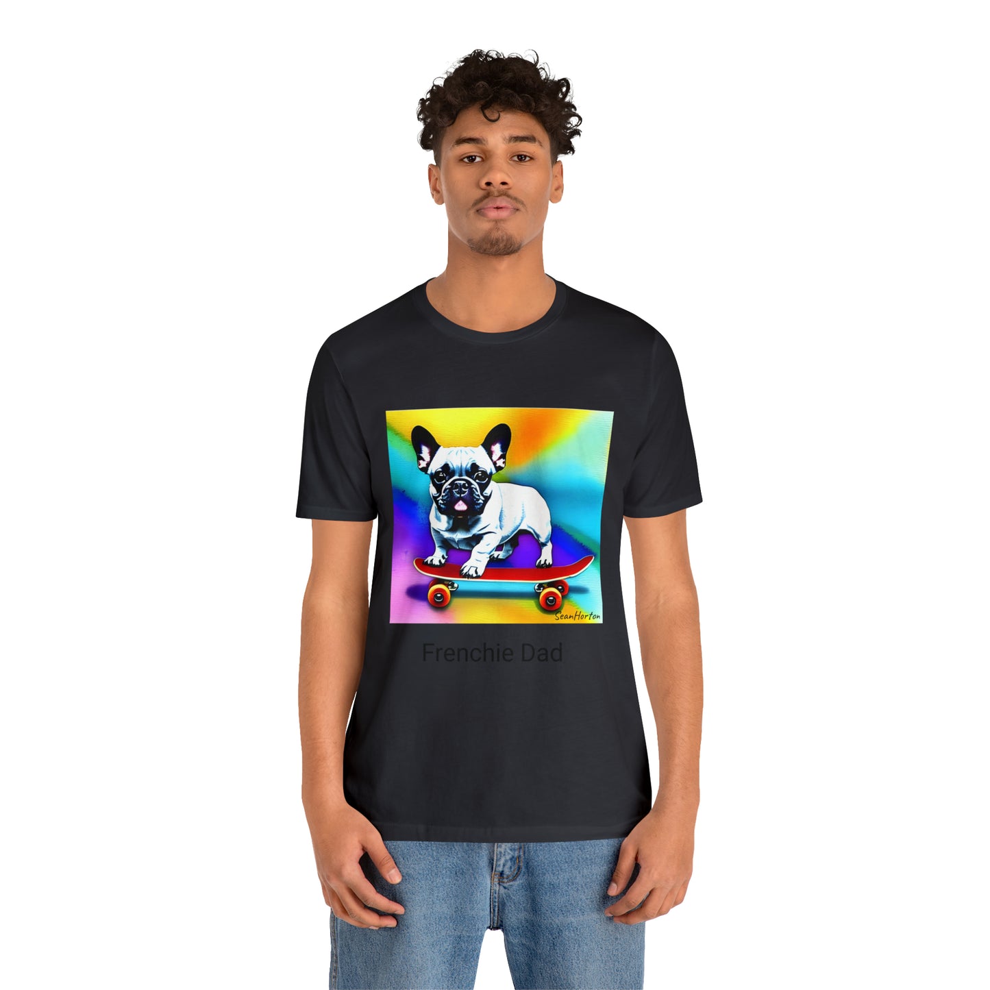 Frenchie on a Skateboard #3 Unisex Jersey Short Sleeve Tee