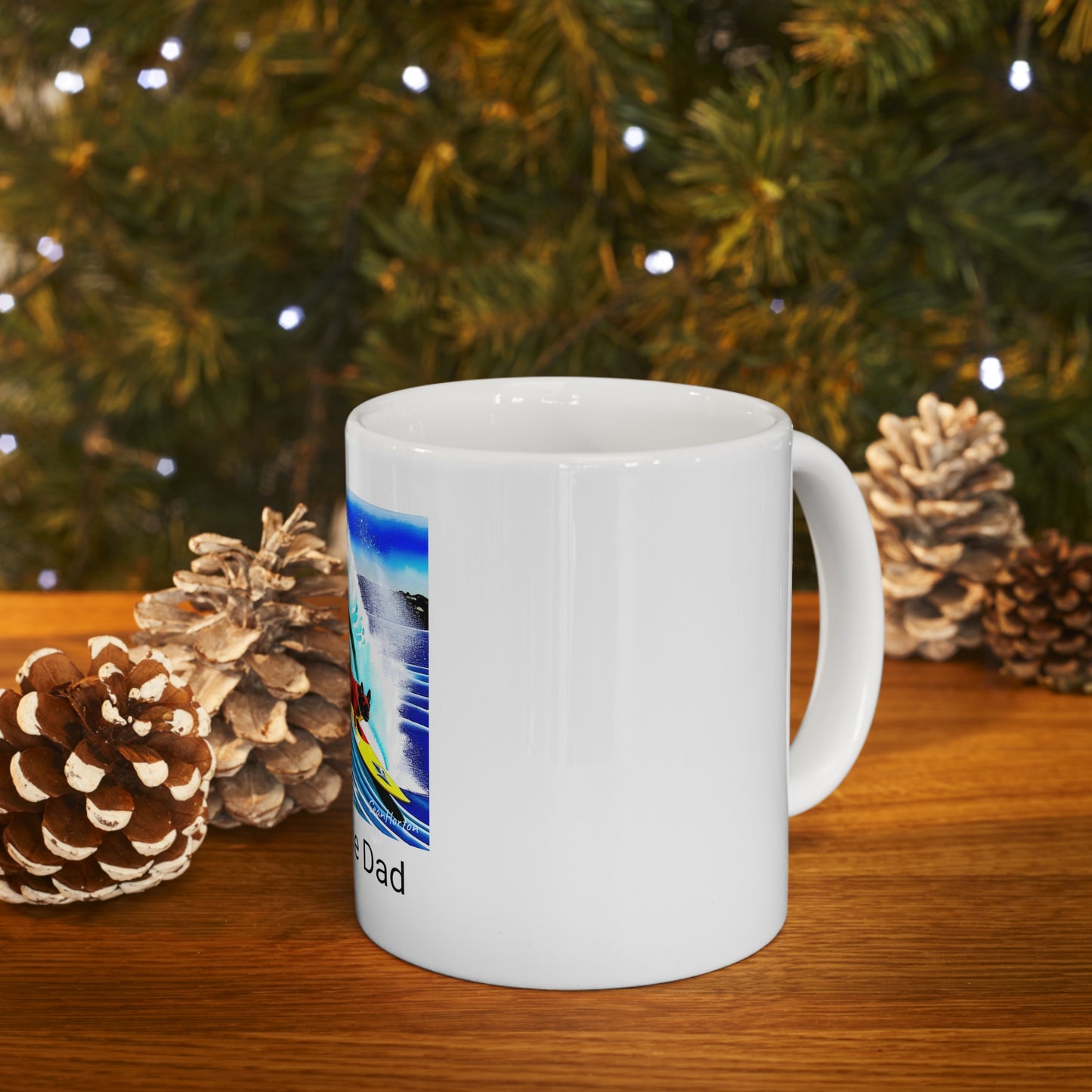 Surfing Frenchie/Frenchie Dad Ceramic Mug 11oz