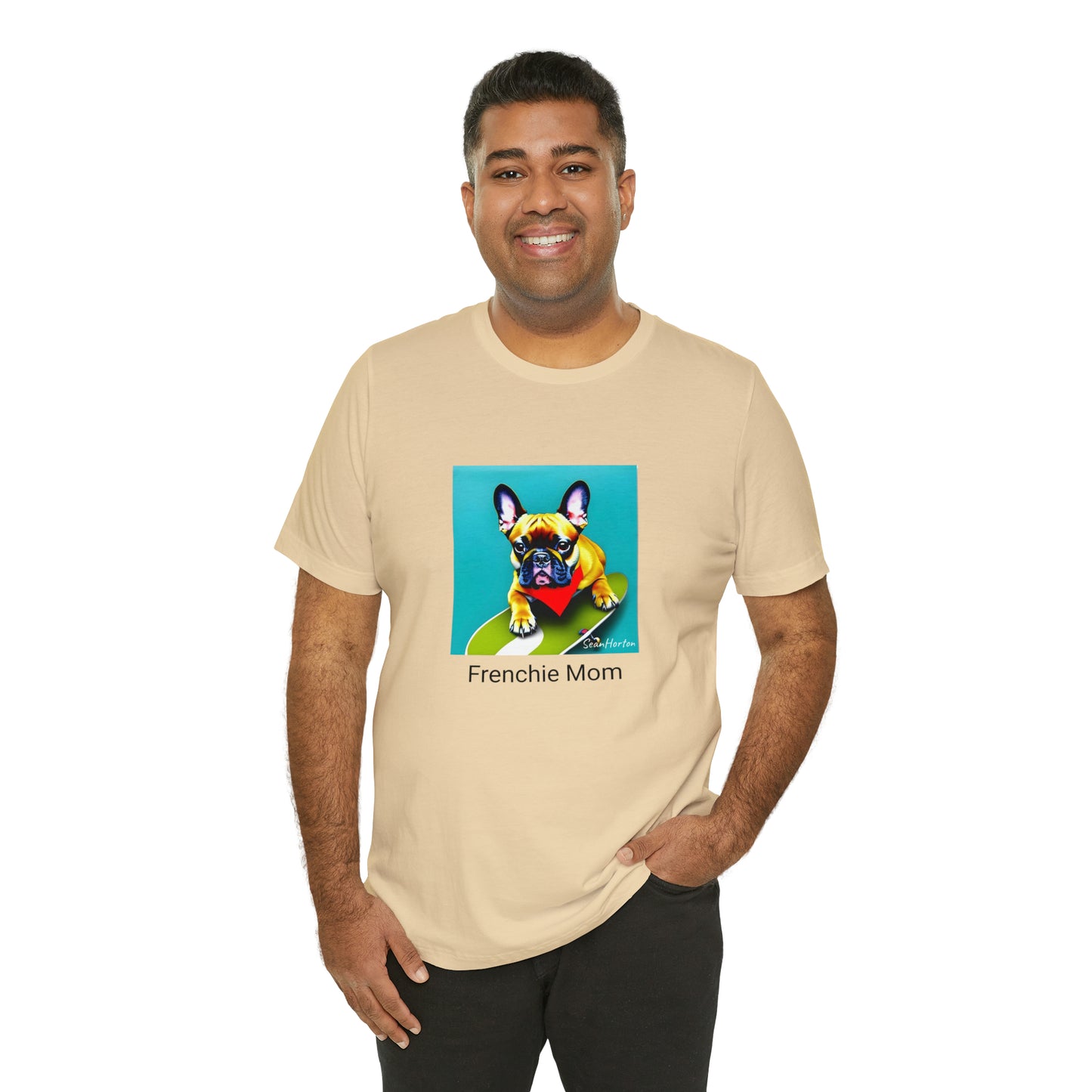 Frenchie on a Skateboard #2/Frenchie Mom Unisex Jersey Short Sleeve Tee