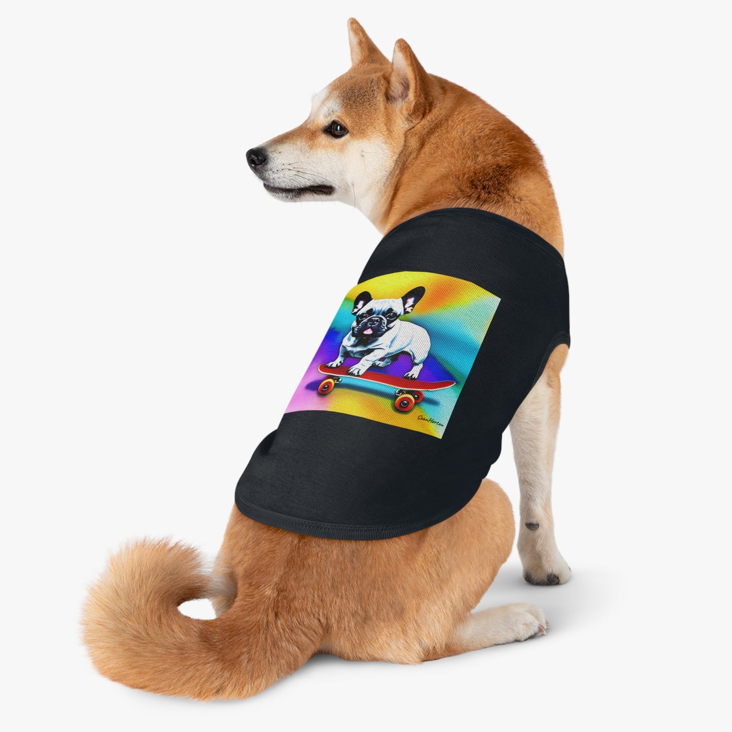 Frenchie on a Skateboard #3 Pet Tank Top
