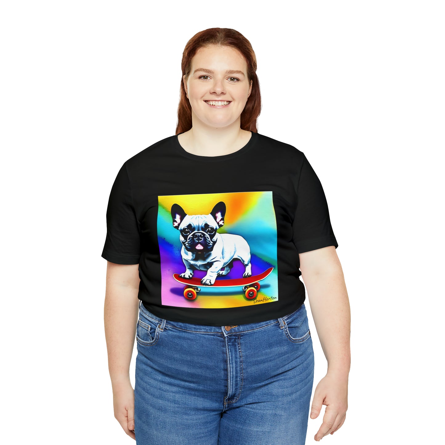 Frenchie on a Skateboard #3 Unisex Jersey Short Sleeve Tee