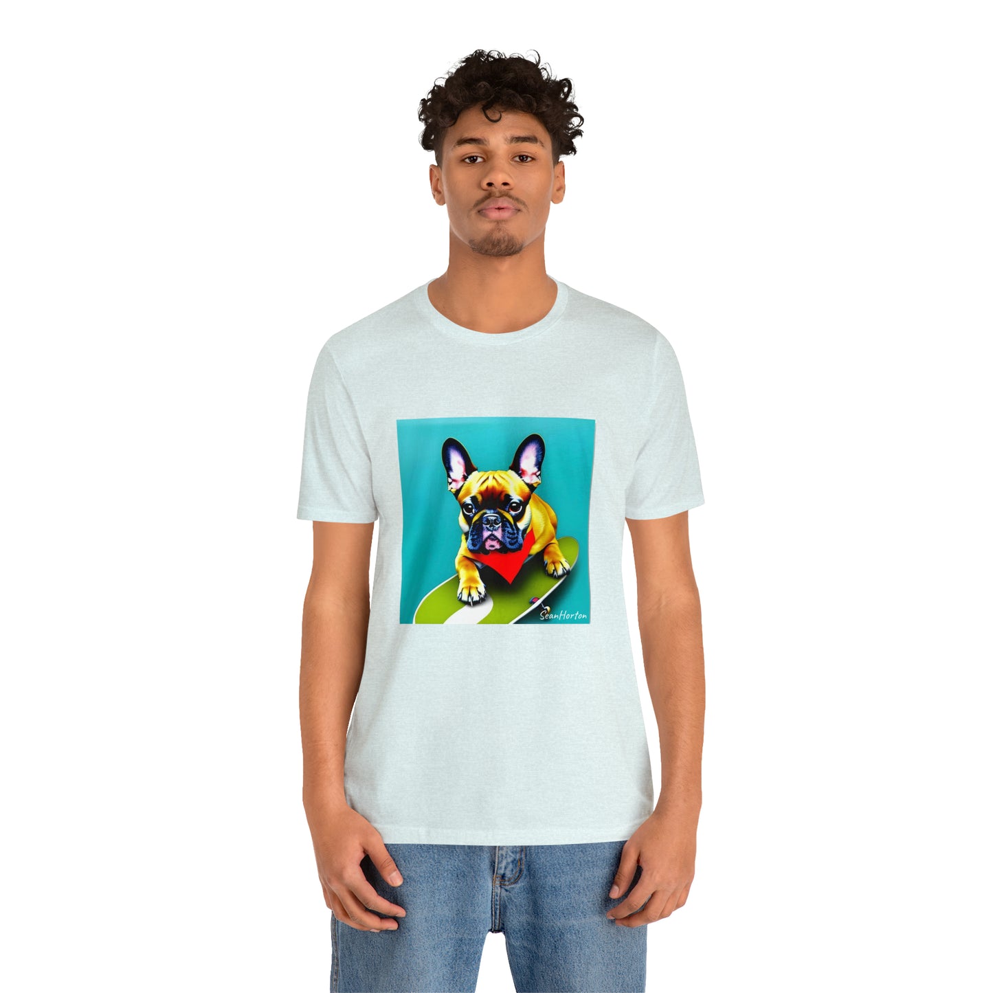 Frenchie on a Skateboard #2 Unisex Jersey Short Sleeve Tee