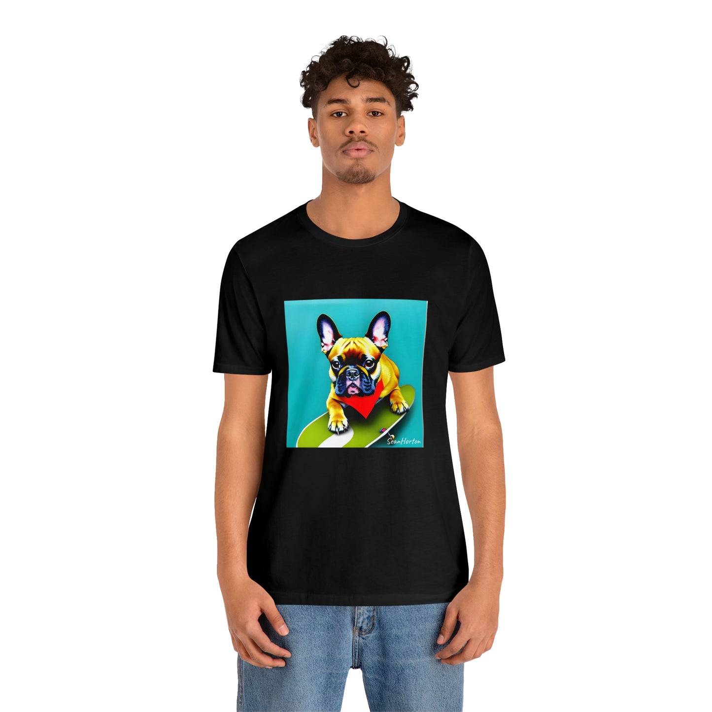 Frenchie on a Skateboard #2 Unisex Jersey Short Sleeve Tee