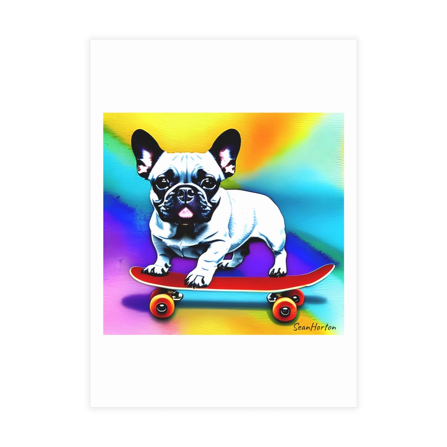 Frenchie on a Skateboard #3 Postcard Bundles (envelopes included)