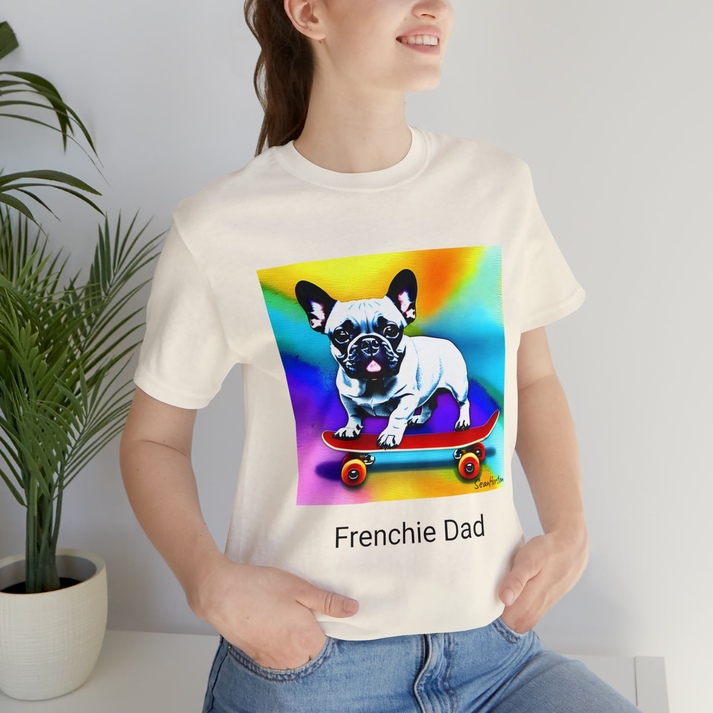 Frenchie on a Skateboard #3 Unisex Jersey Short Sleeve Tee