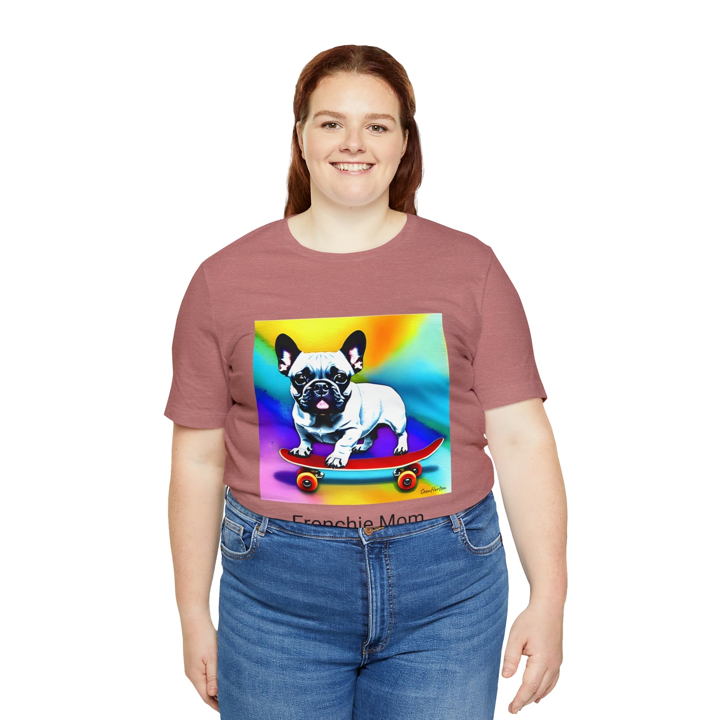 Frenchie on a Skateboard #3/Frenchie Mom Unisex Jersey Short Sleeve Tee