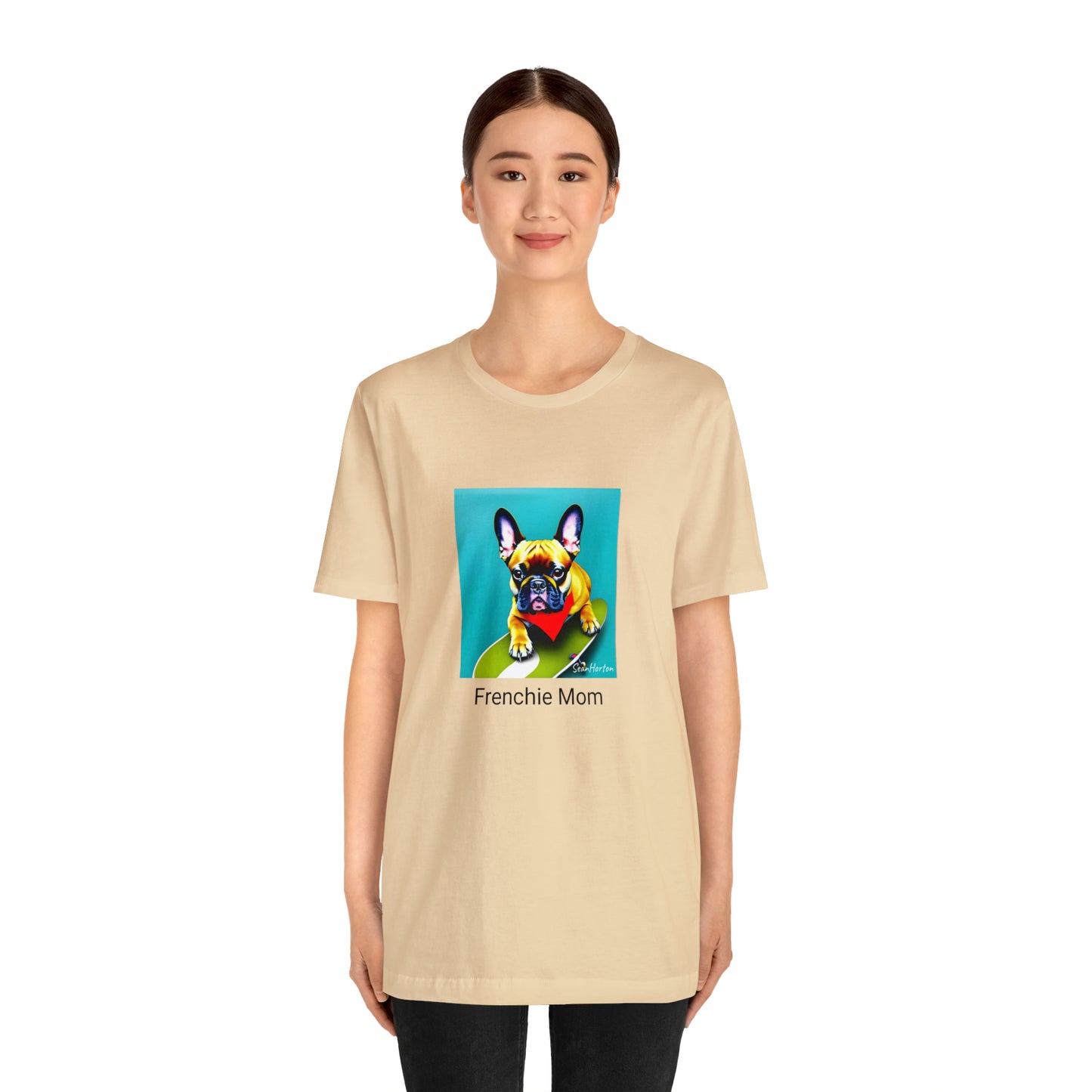 Frenchie on a Skateboard #2/Frenchie Mom Unisex Jersey Short Sleeve Tee