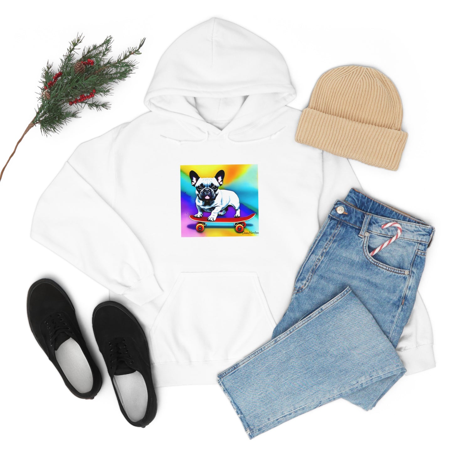 Frenchie on a Skateboard #3 Unisex Heavy Blend™ Hooded Sweatshirt