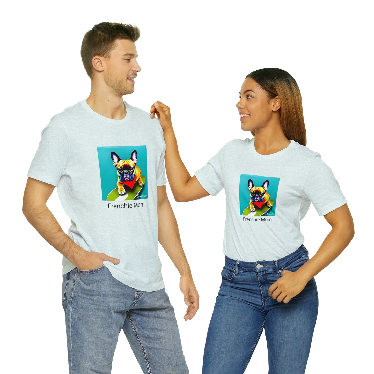 Frenchie on a Skateboard #2/Frenchie Mom Unisex Jersey Short Sleeve Tee