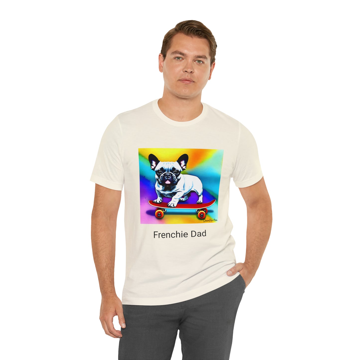 Frenchie on a Skateboard #3 Unisex Jersey Short Sleeve Tee