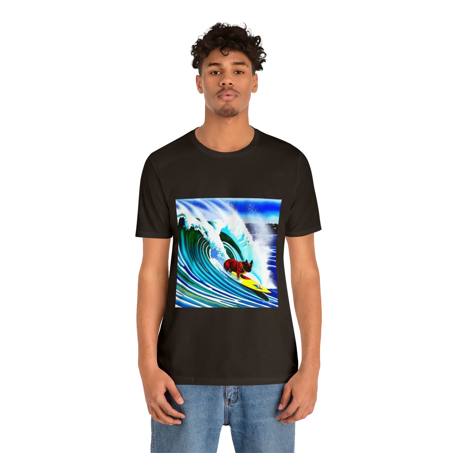 Surfing Frenchie Unisex Jersey Short Sleeve Tee