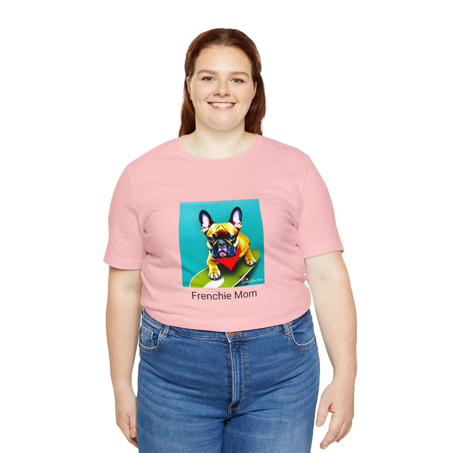 Frenchie on a Skateboard #2/Frenchie Mom Unisex Jersey Short Sleeve Tee