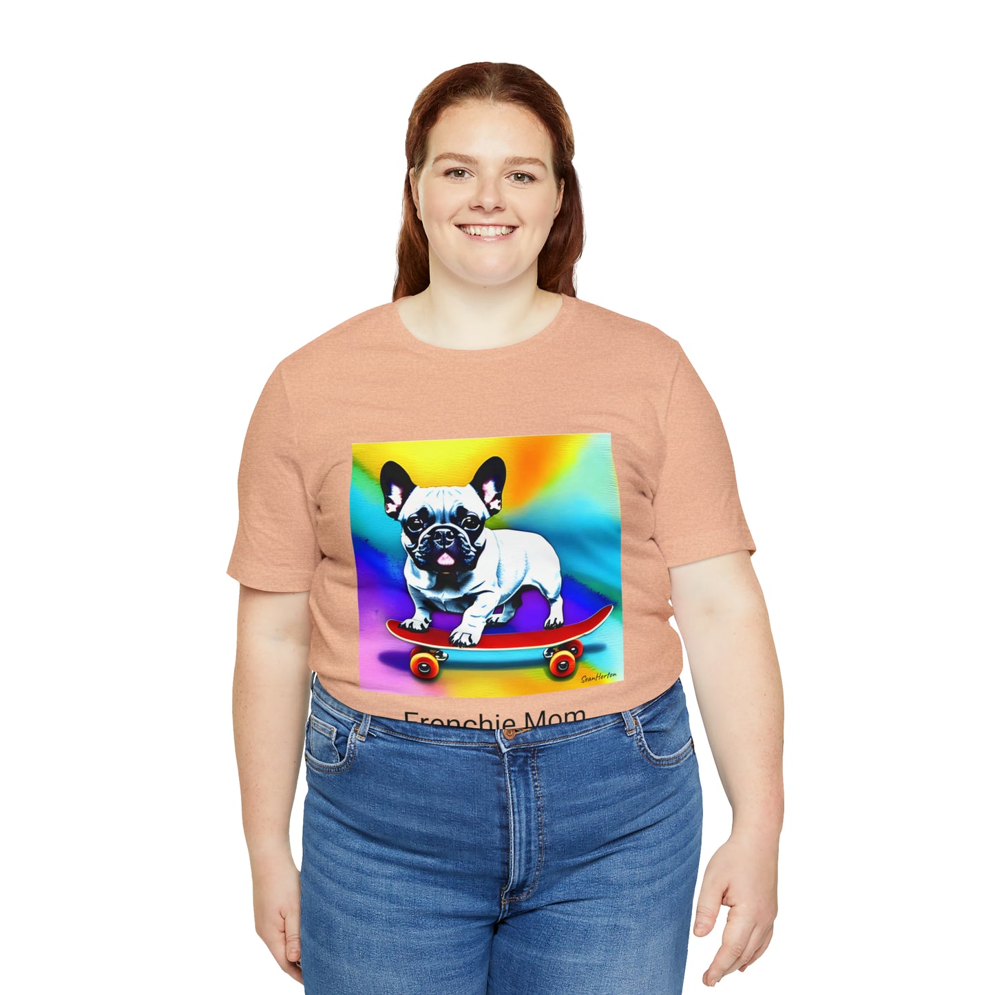 Frenchie on a Skateboard #3/Frenchie Mom Unisex Jersey Short Sleeve Tee