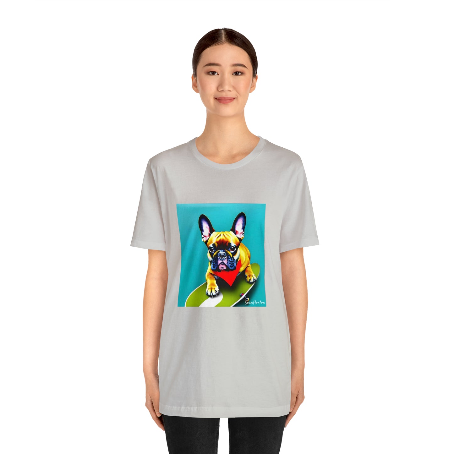 Frenchie on a Skateboard #2 Unisex Jersey Short Sleeve Tee