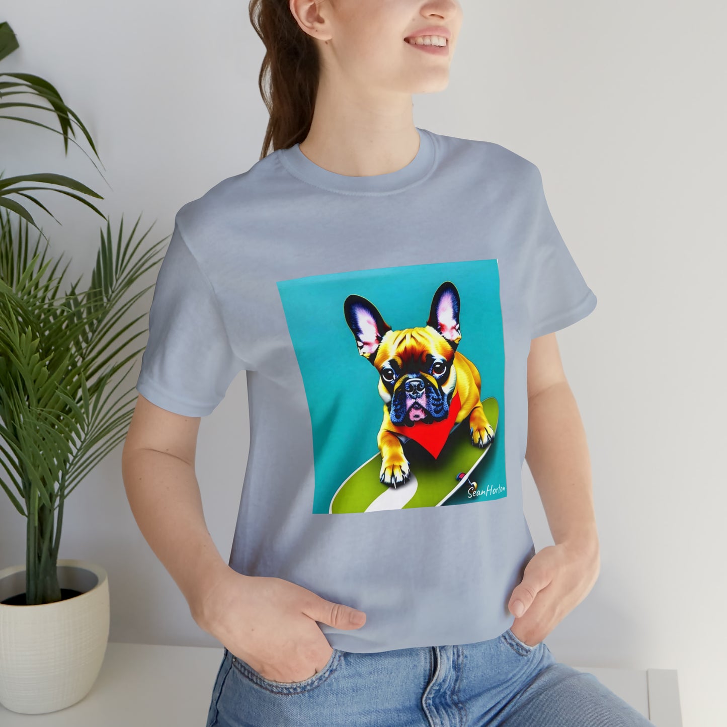 Frenchie on a Skateboard #2 Unisex Jersey Short Sleeve Tee