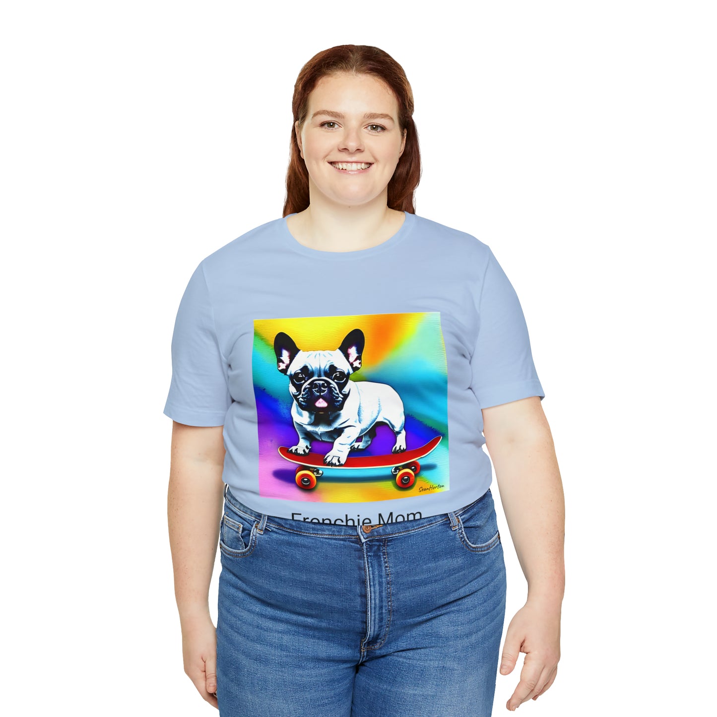 Frenchie on a Skateboard #3/Frenchie Mom Unisex Jersey Short Sleeve Tee