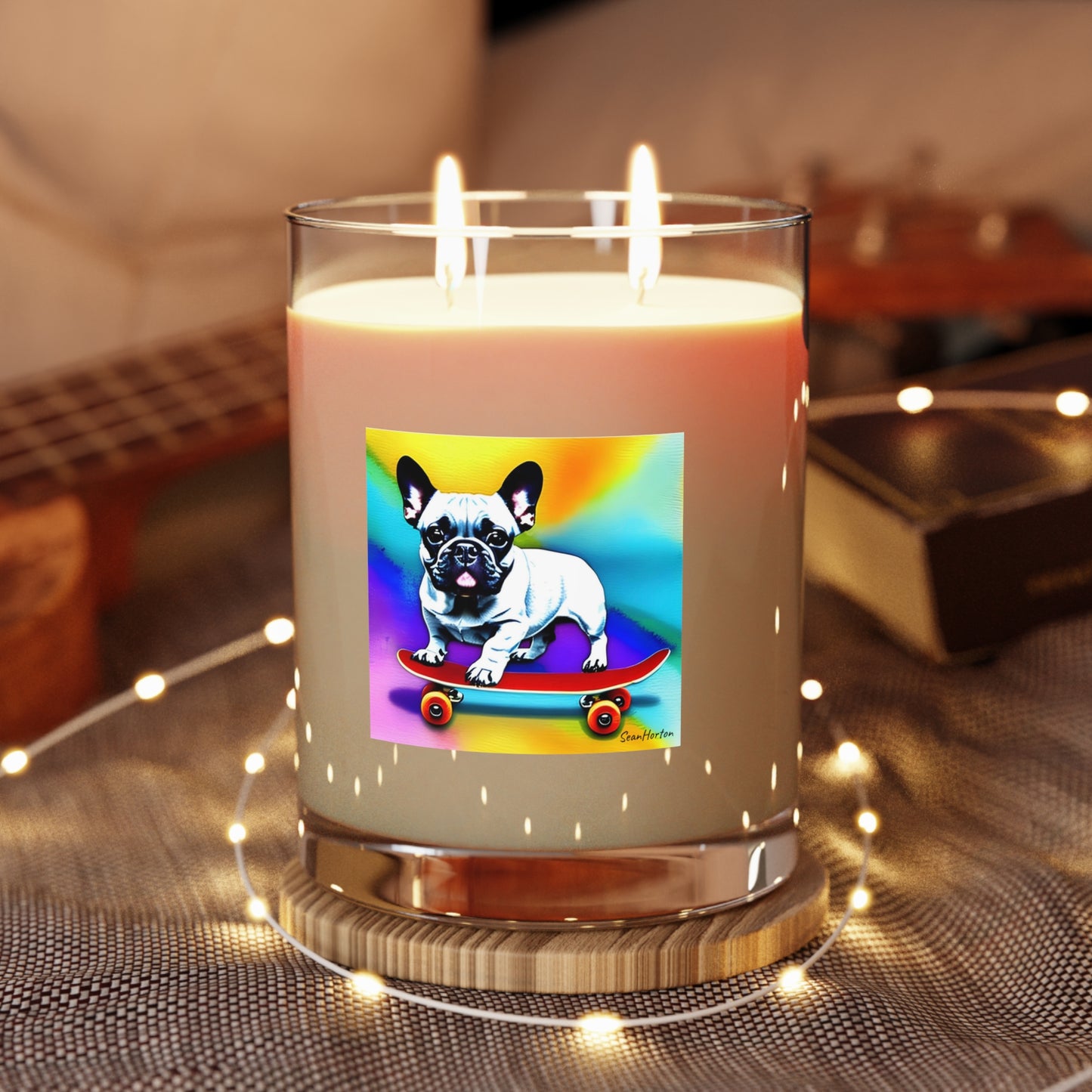 Frenchie on a Skateboard #3 Scented Candle - Full Glass, 11oz