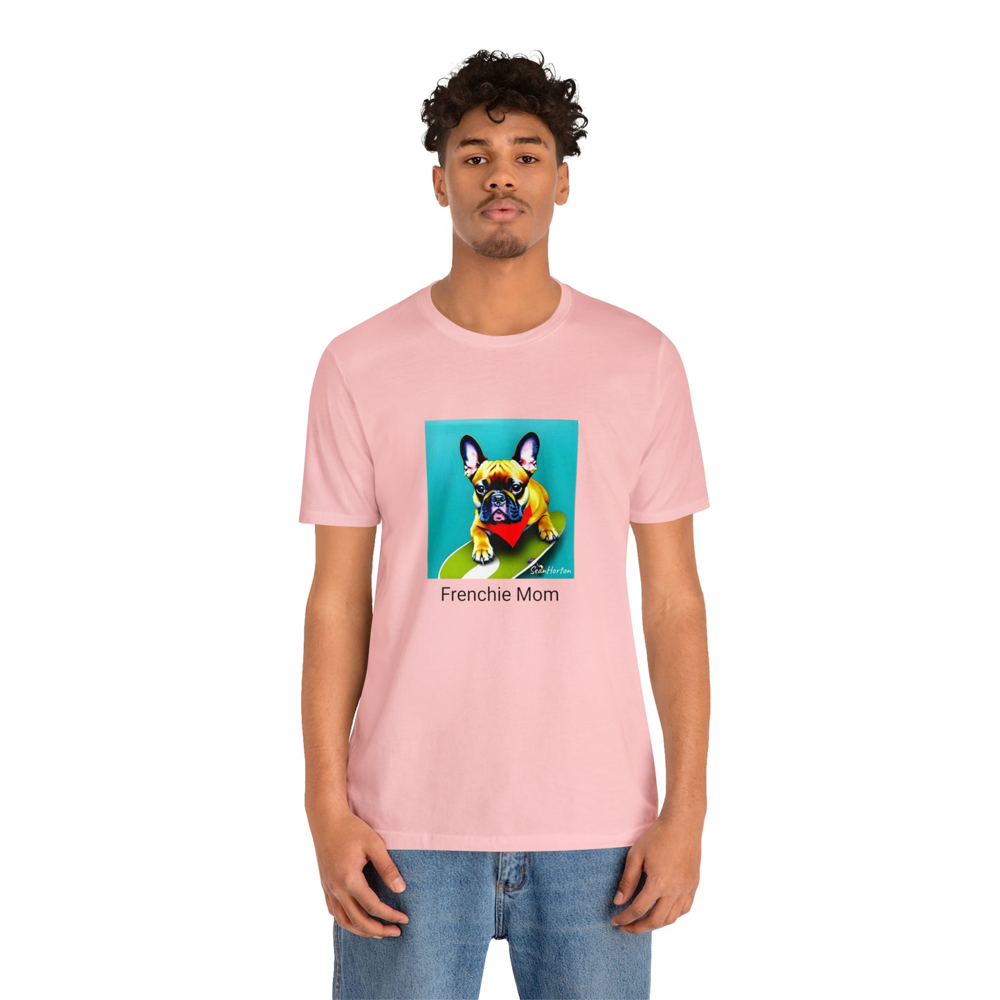 Frenchie on a Skateboard #2/Frenchie Mom Unisex Jersey Short Sleeve Tee