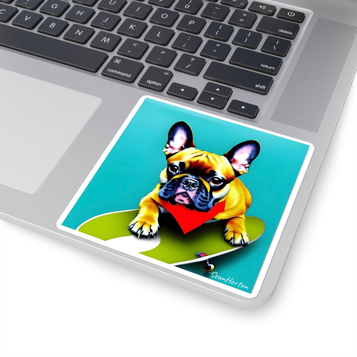Frenchie on a Skateboard #2 Square Stickers
