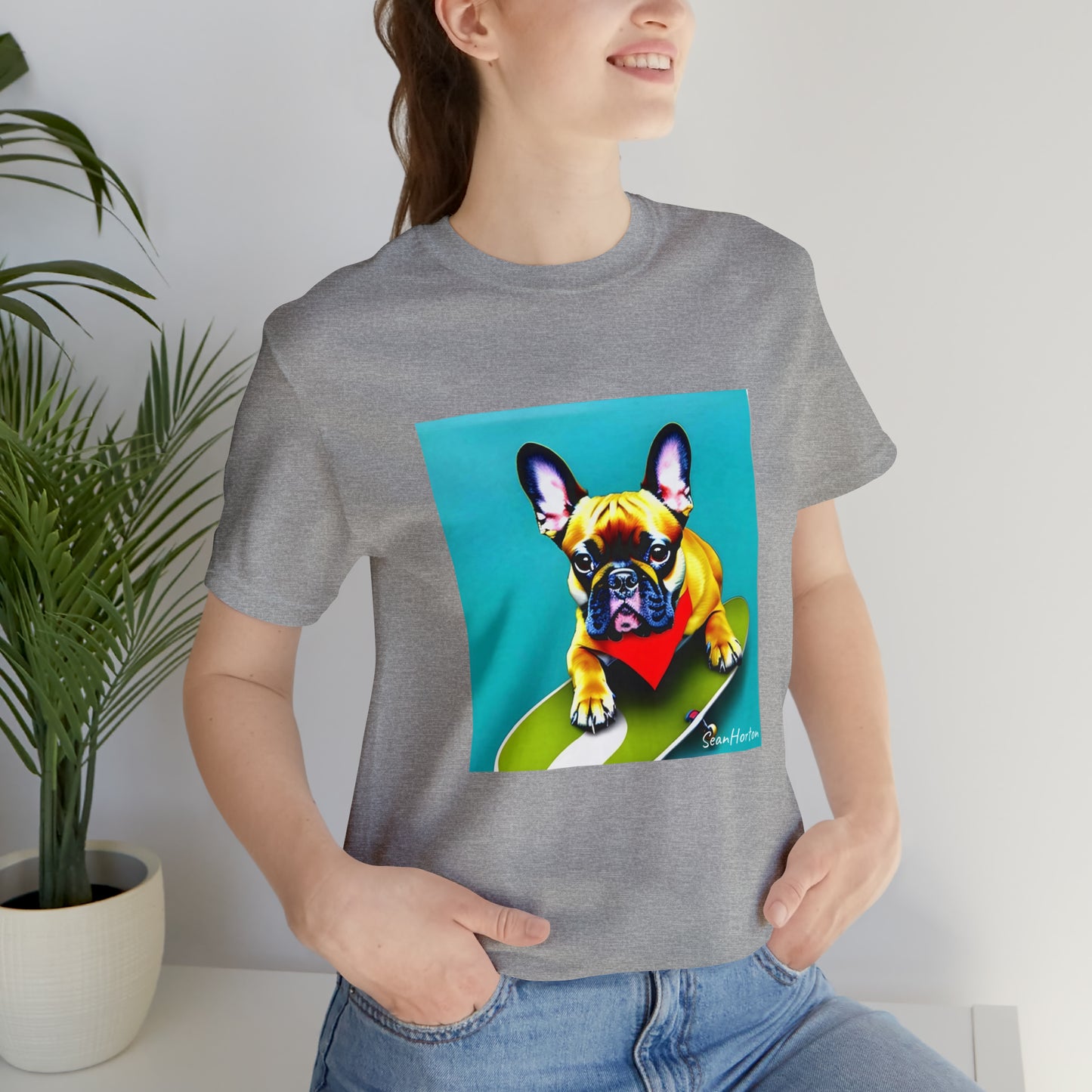 Frenchie on a Skateboard #2 Unisex Jersey Short Sleeve Tee
