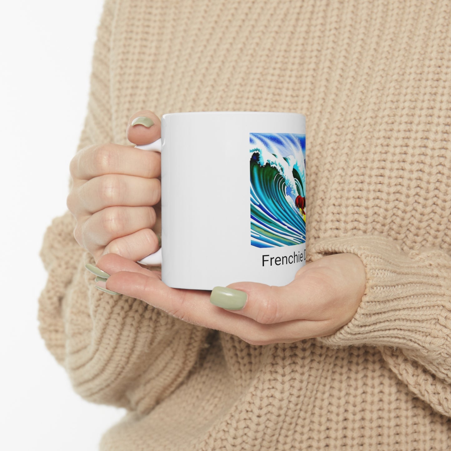 Surfing Frenchie/Frenchie Dad Ceramic Mug 11oz