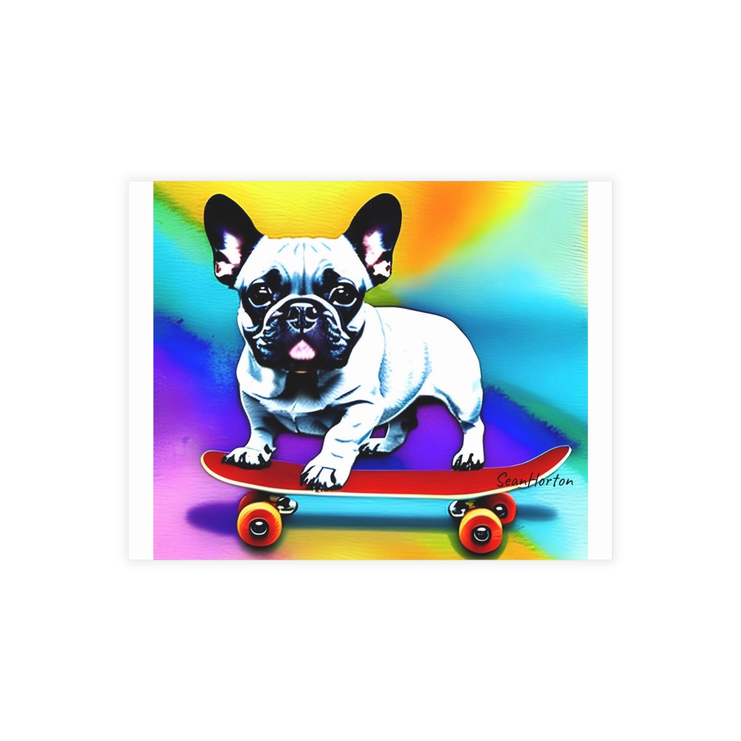 Frenchie on a Skateboard #3 Postcard Bundles (envelopes included)