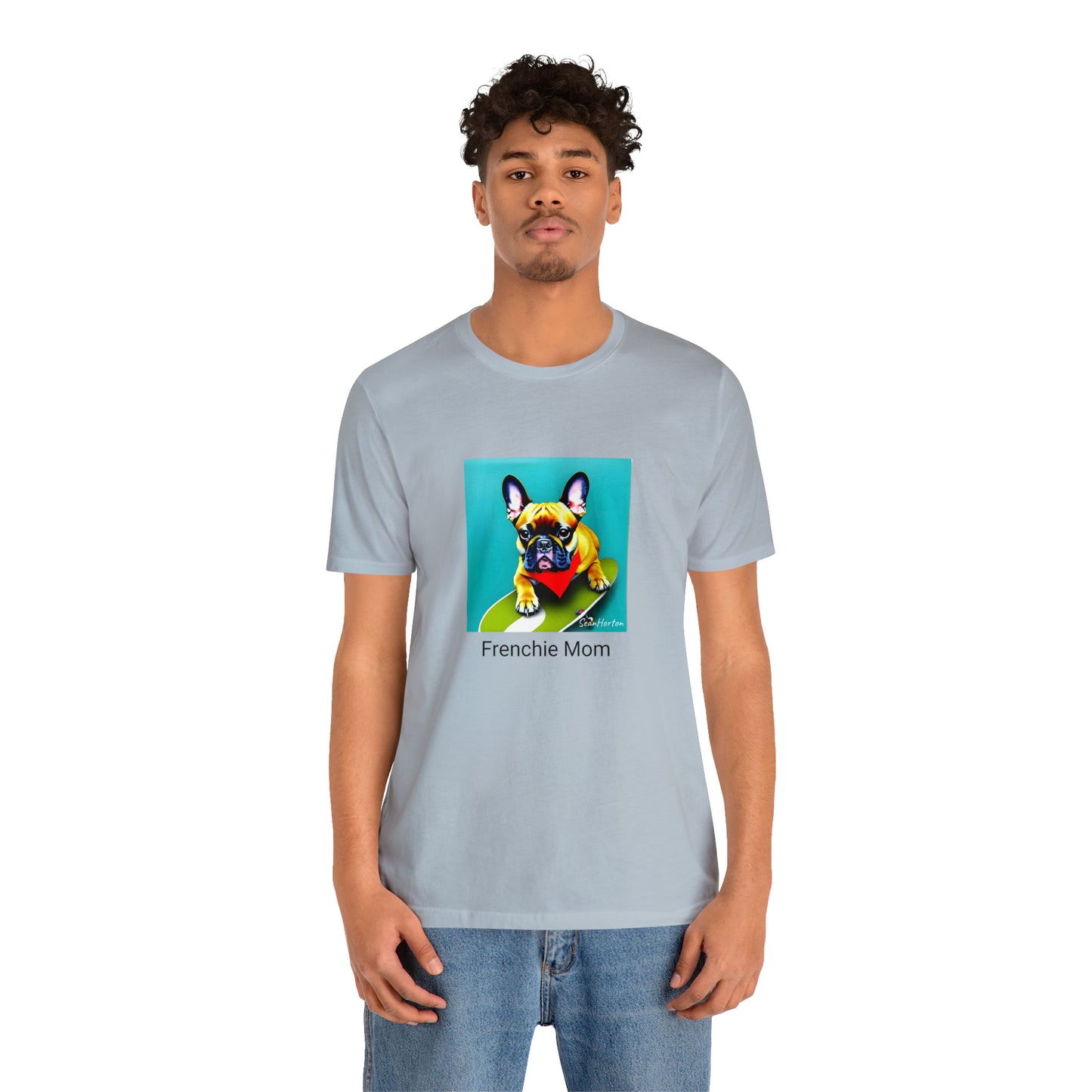 Frenchie on a Skateboard #2/Frenchie Mom Unisex Jersey Short Sleeve Tee