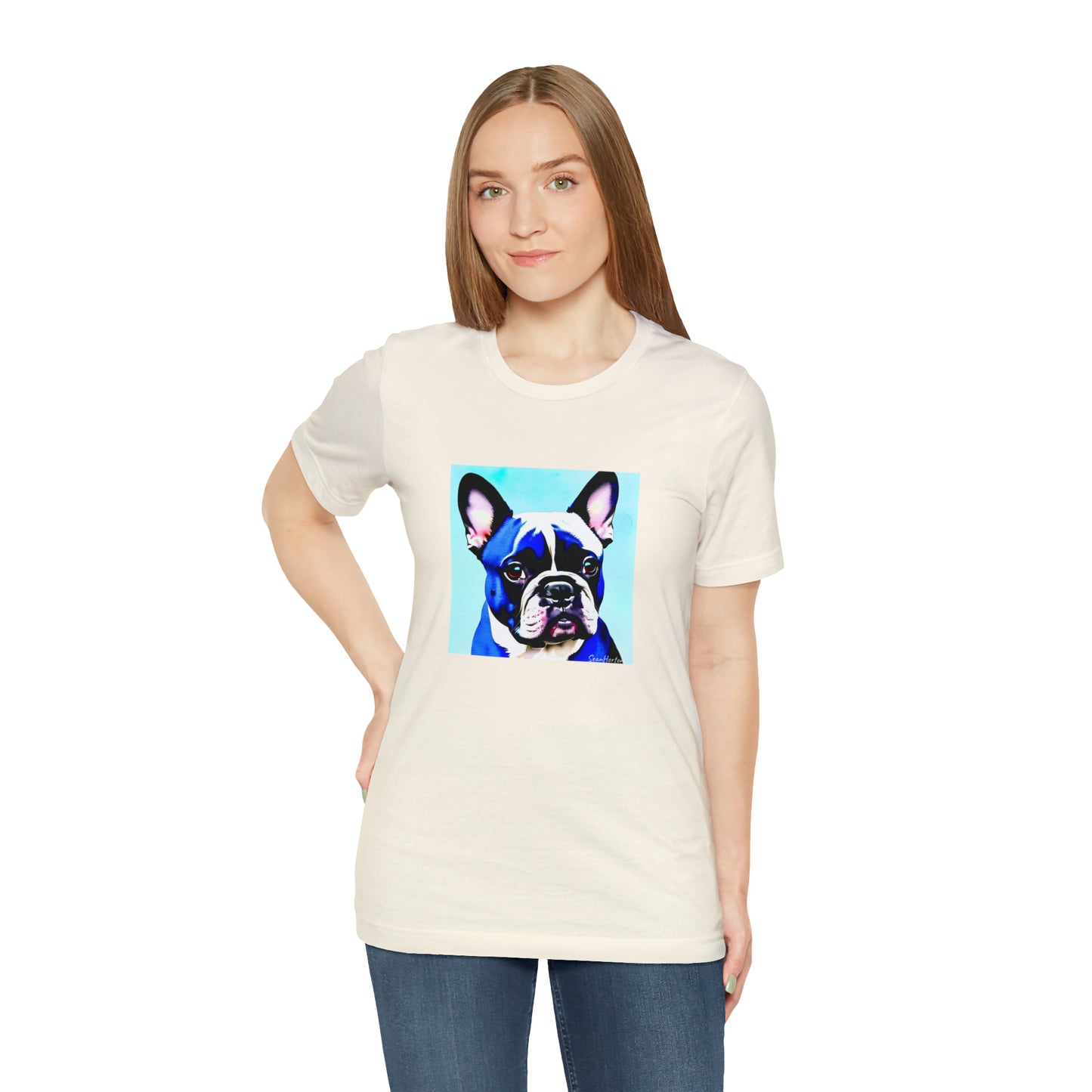 Blue Frenchie Unisex Jersey Short Sleeve Tee