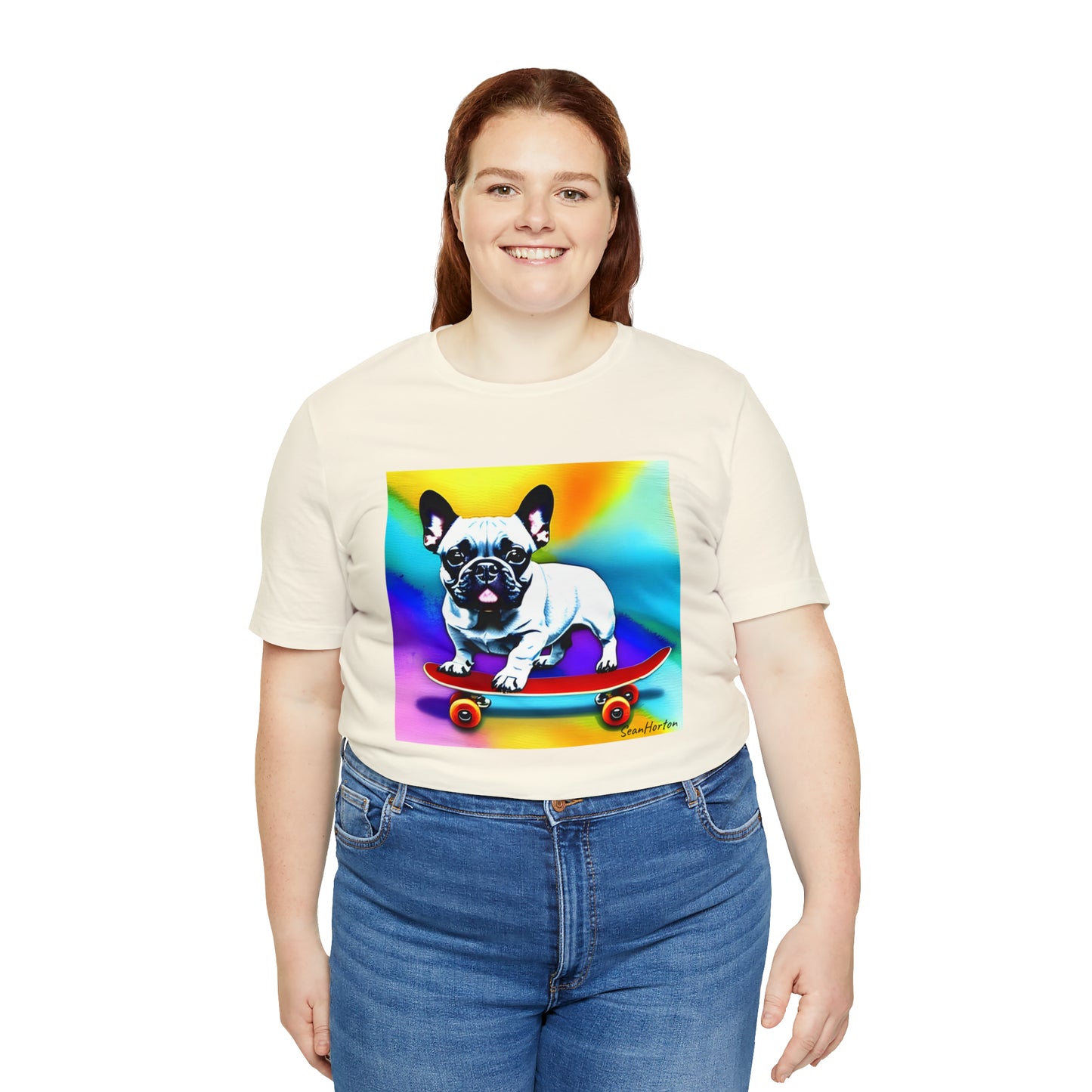 Frenchie on a Skateboard #3 Unisex Jersey Short Sleeve Tee