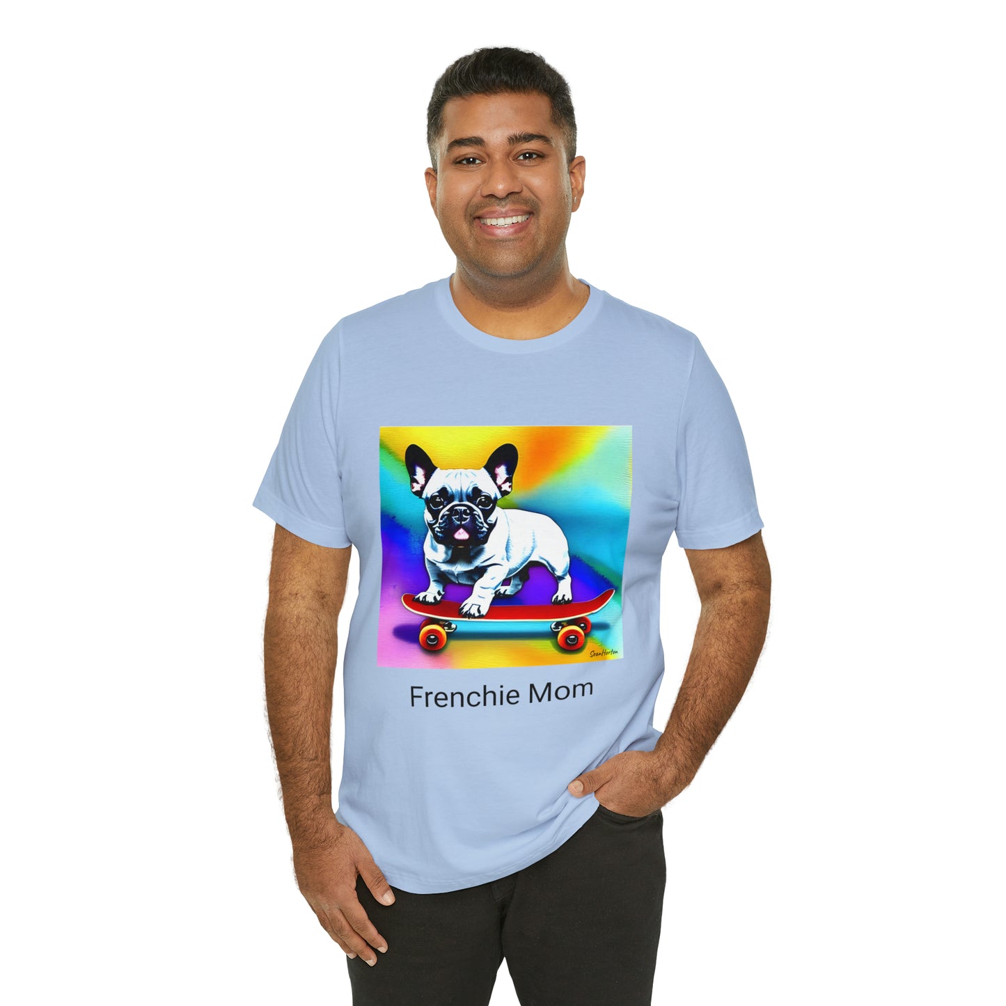 Frenchie on a Skateboard #3/Frenchie Mom Unisex Jersey Short Sleeve Tee
