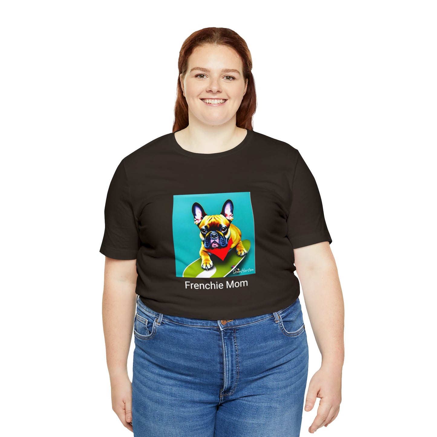 Frenchie on a Skateboard #2/Frenchie Mom Unisex Jersey Short Sleeve Tee