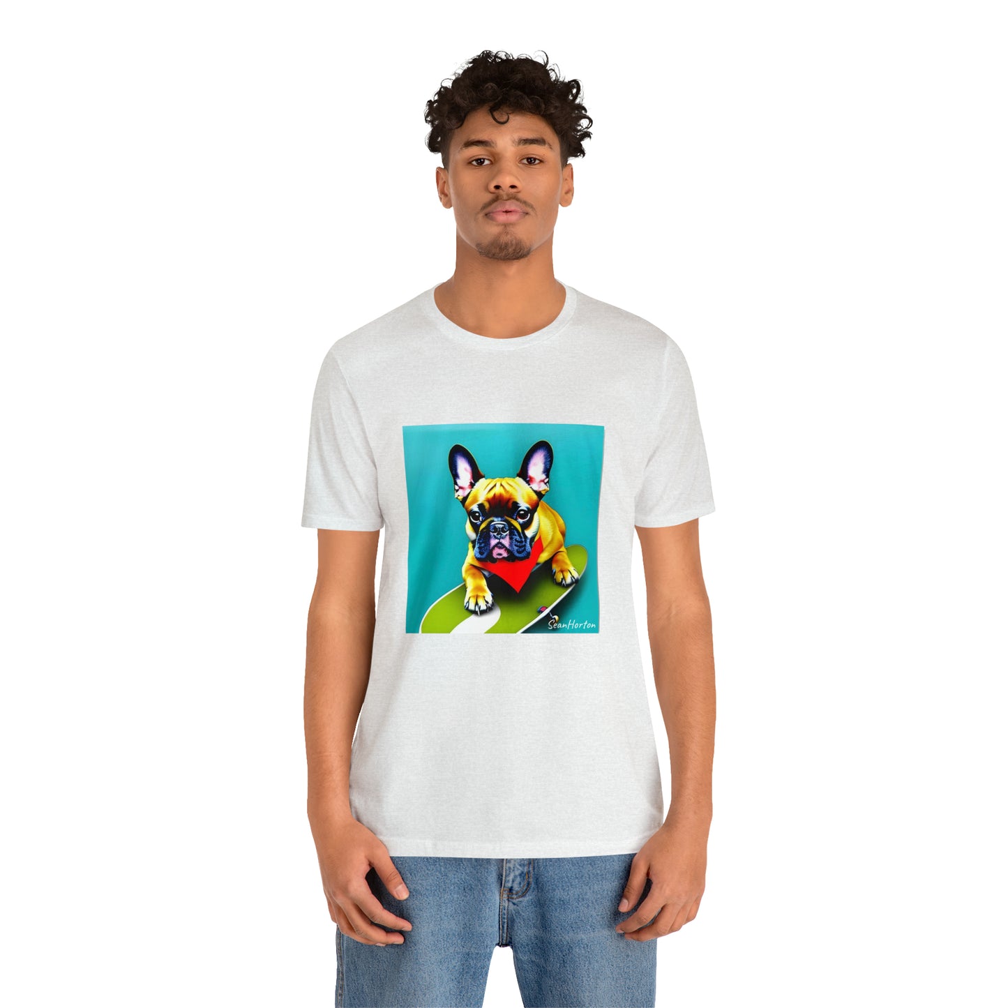 Frenchie on a Skateboard #2 Unisex Jersey Short Sleeve Tee