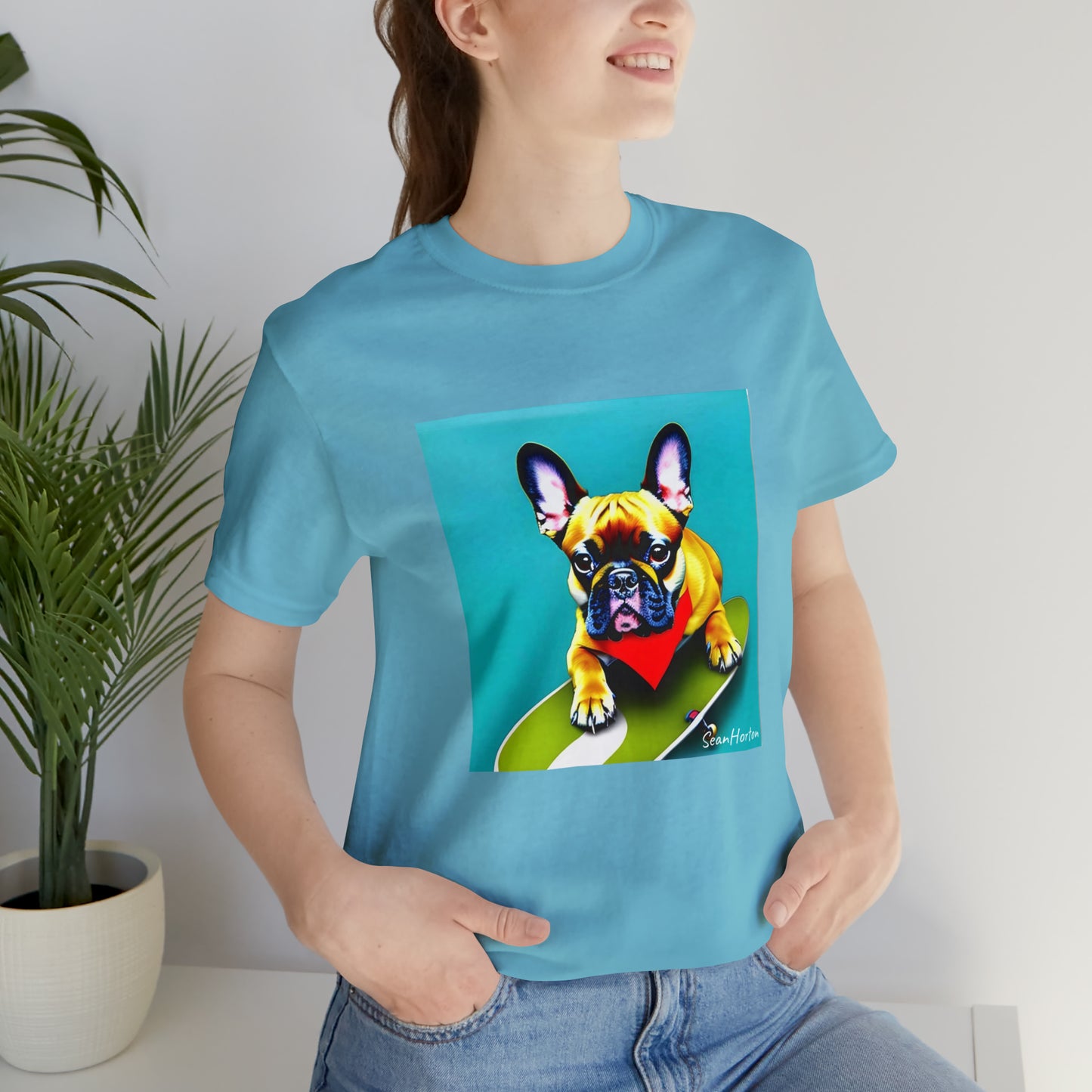 Frenchie on a Skateboard #2 Unisex Jersey Short Sleeve Tee