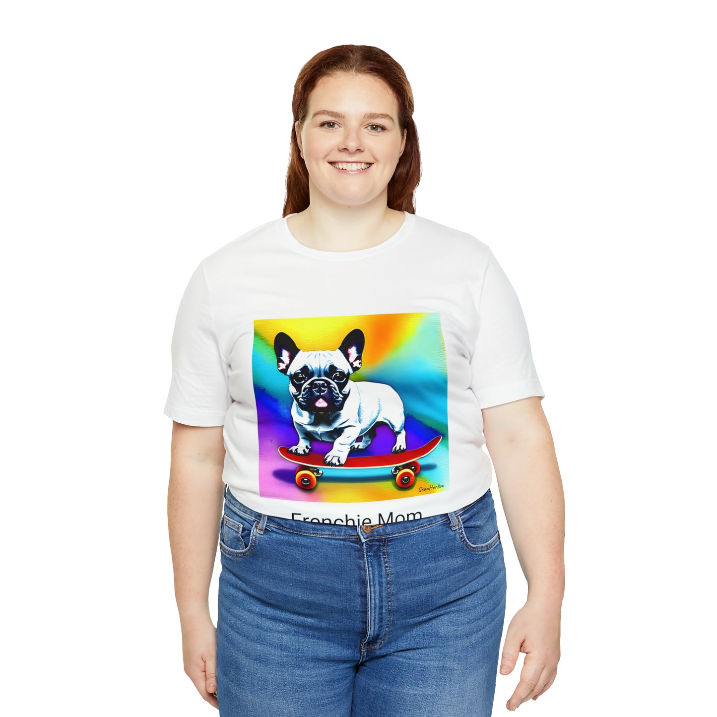 Frenchie on a Skateboard #3/Frenchie Mom Unisex Jersey Short Sleeve Tee