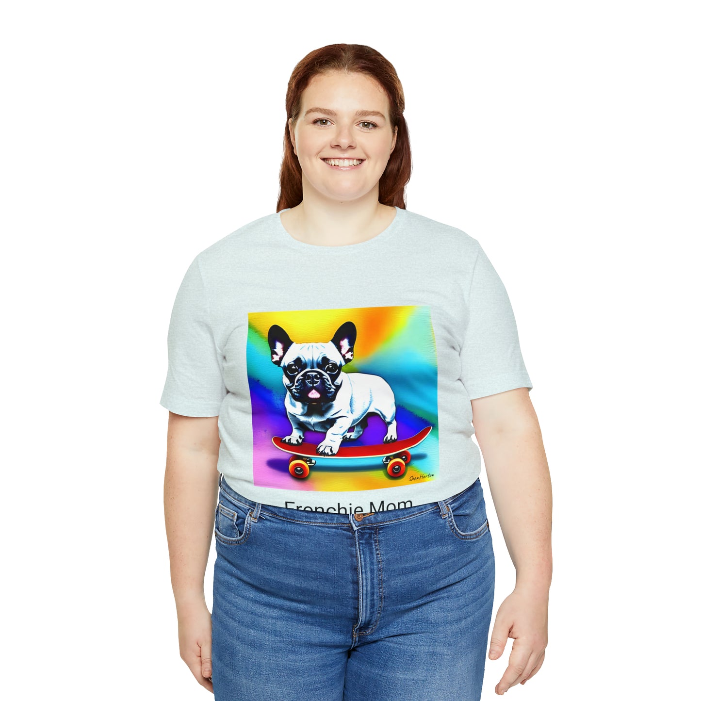 Frenchie on a Skateboard #3/Frenchie Mom Unisex Jersey Short Sleeve Tee