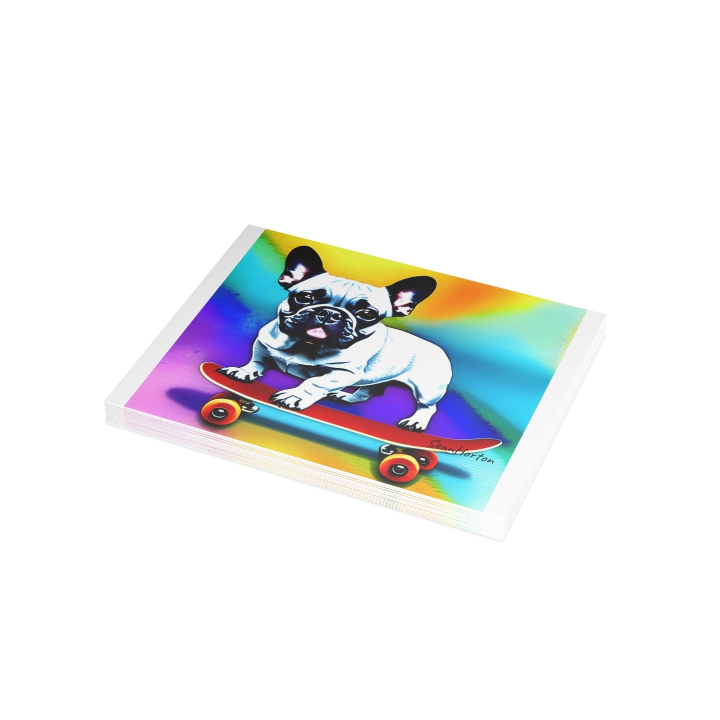 Frenchie on a Skateboard #3 Postcard Bundles (envelopes included)