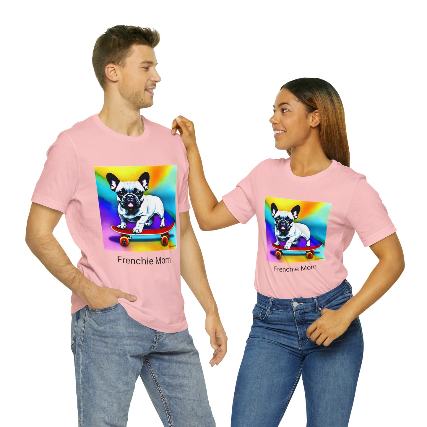 Frenchie on a Skateboard #3/Frenchie Mom Unisex Jersey Short Sleeve Tee