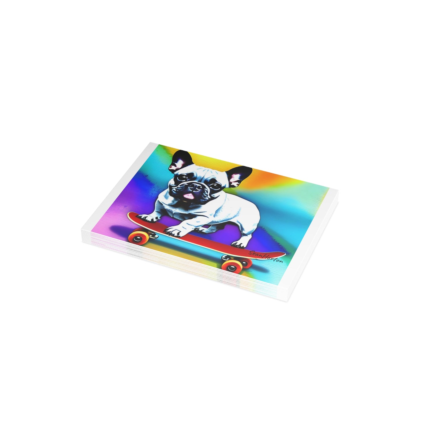 Frenchie on a Skateboard #3 Postcard Bundles (envelopes included)